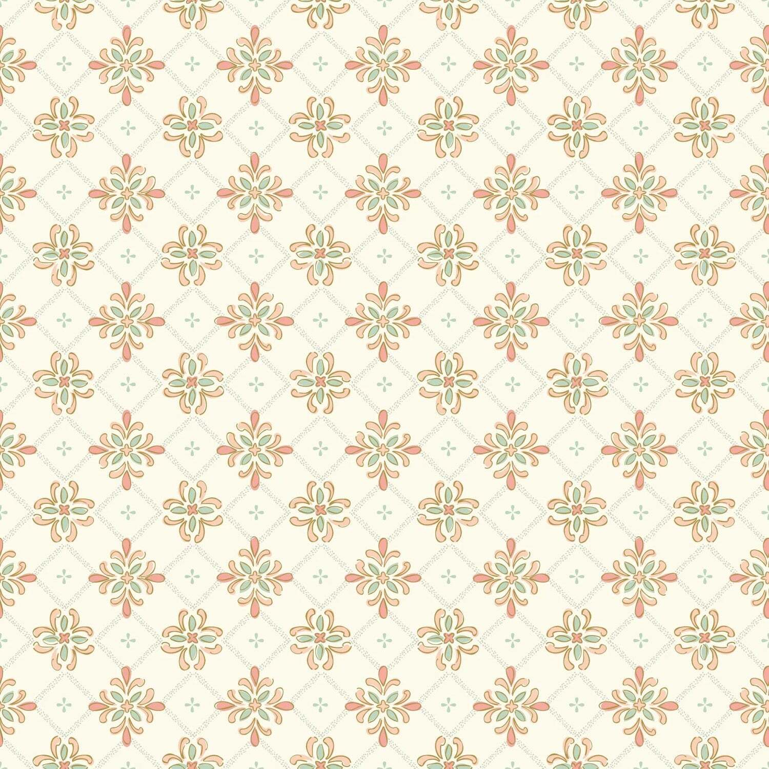 B&Q -  Sample Of Boho Tile Wallpaper In Peach And Green - Image 2