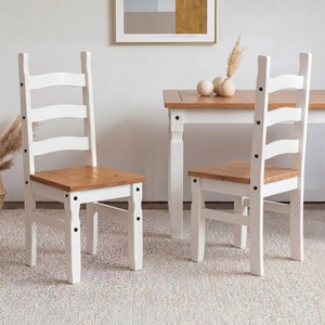 Corona White Pair Of Dining Chairs Solid Wood Mexican Pine