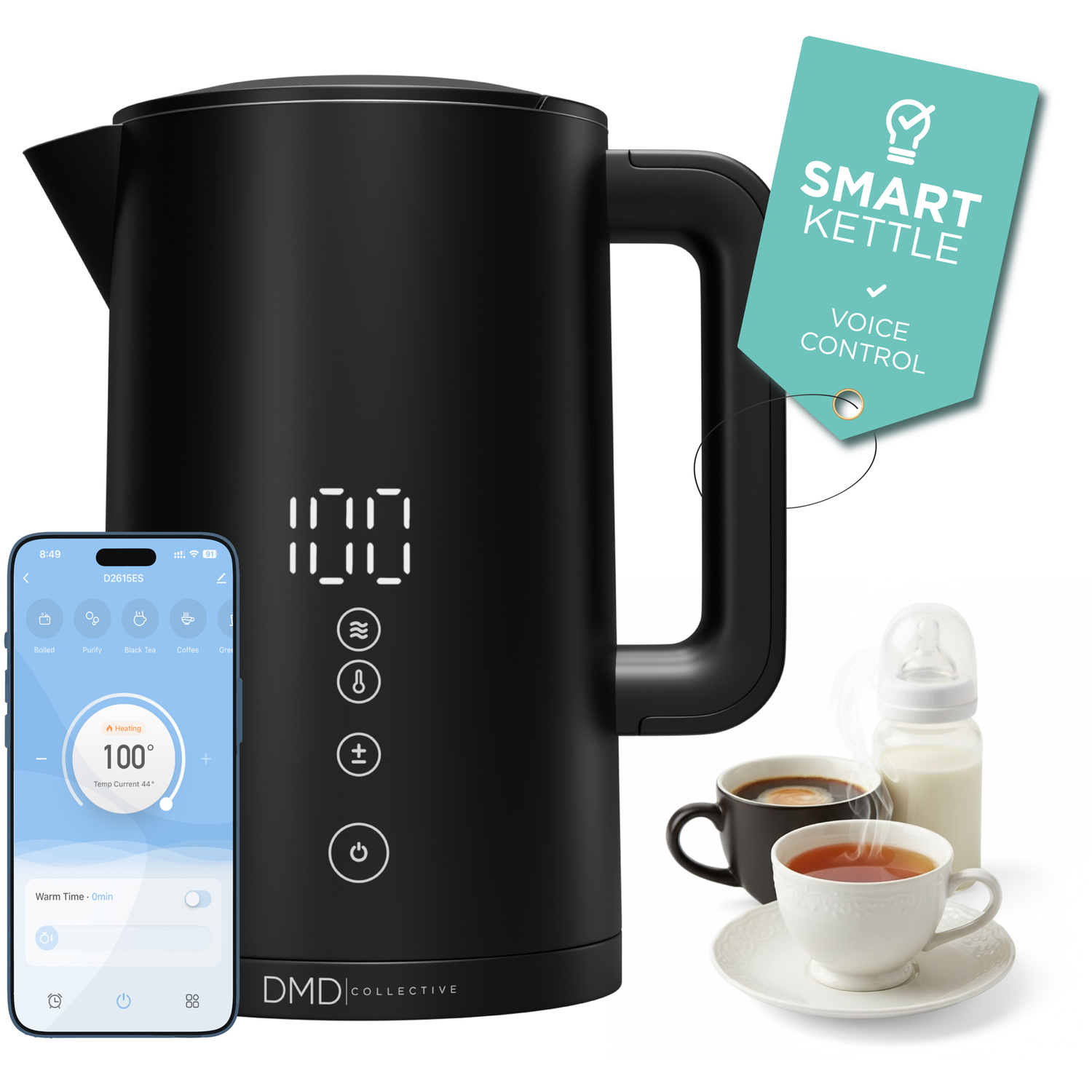 Dmd Collective Black Smart Kettle With App & Voice Control – Variable Temperature Electric Kettle 1.5L - Image 3