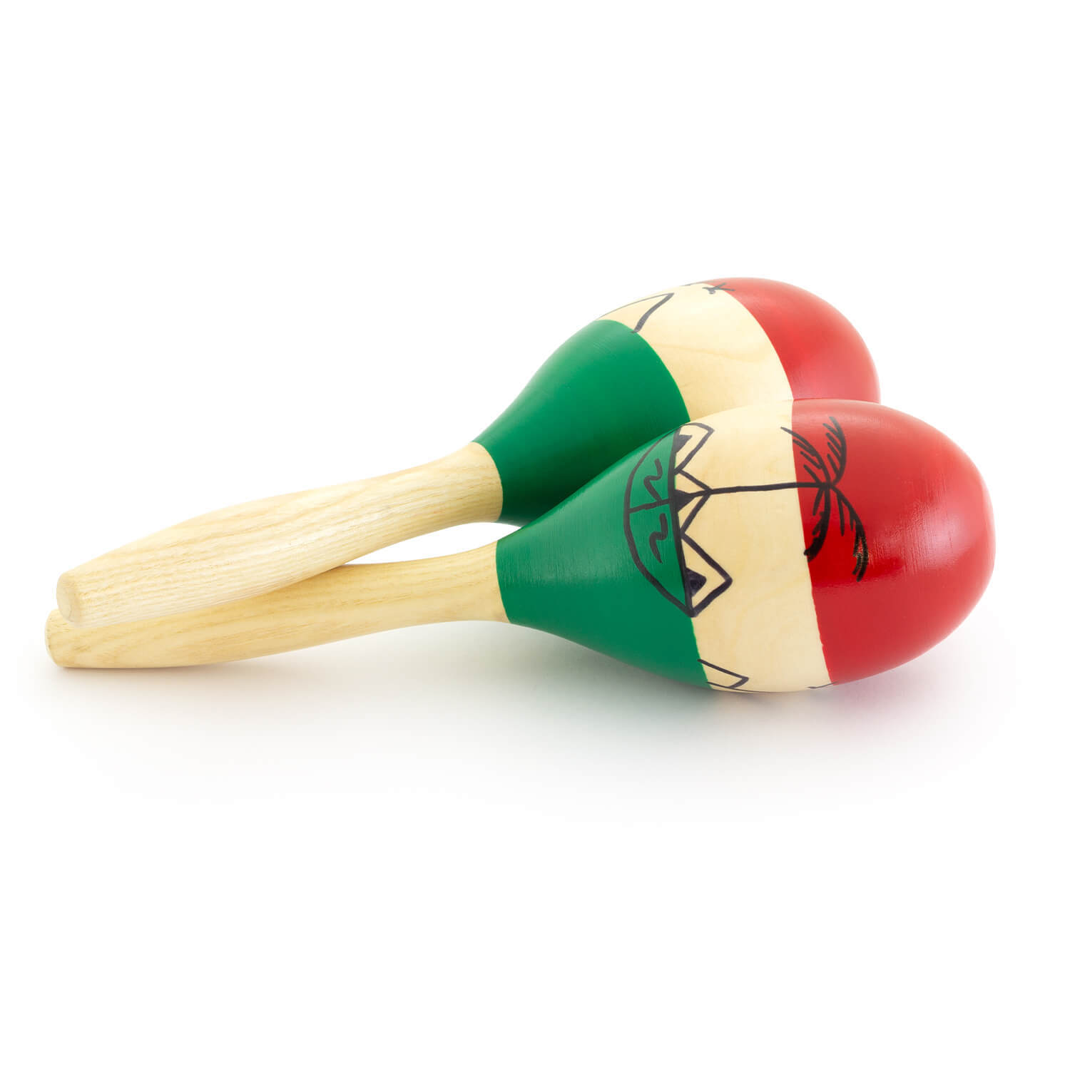 World Rhythm Hand Painted Wooden Maracas - Large - Neutral - Image 2