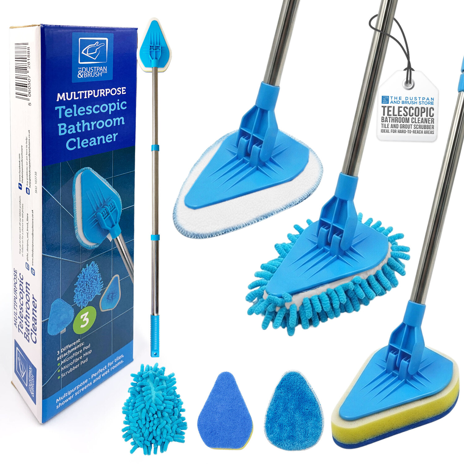 Bathroom Tile Cleaner Telescopic Shower Mop Extendable Bath Cleaning Scrubber Tool - Image 4