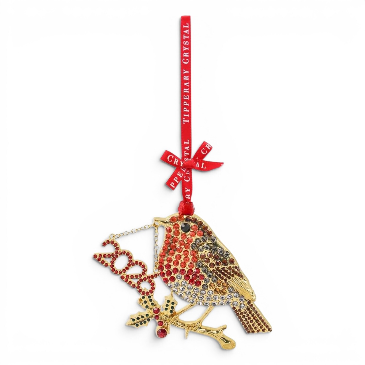 B&Q -  Crystal Sparkle Collection Robin 2026 Hanging DecorationMetal Ornament With Red RibbonGift Box Included - Image 3