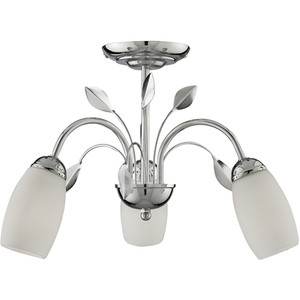 Three Light Chrome Leaf Ceiling Light