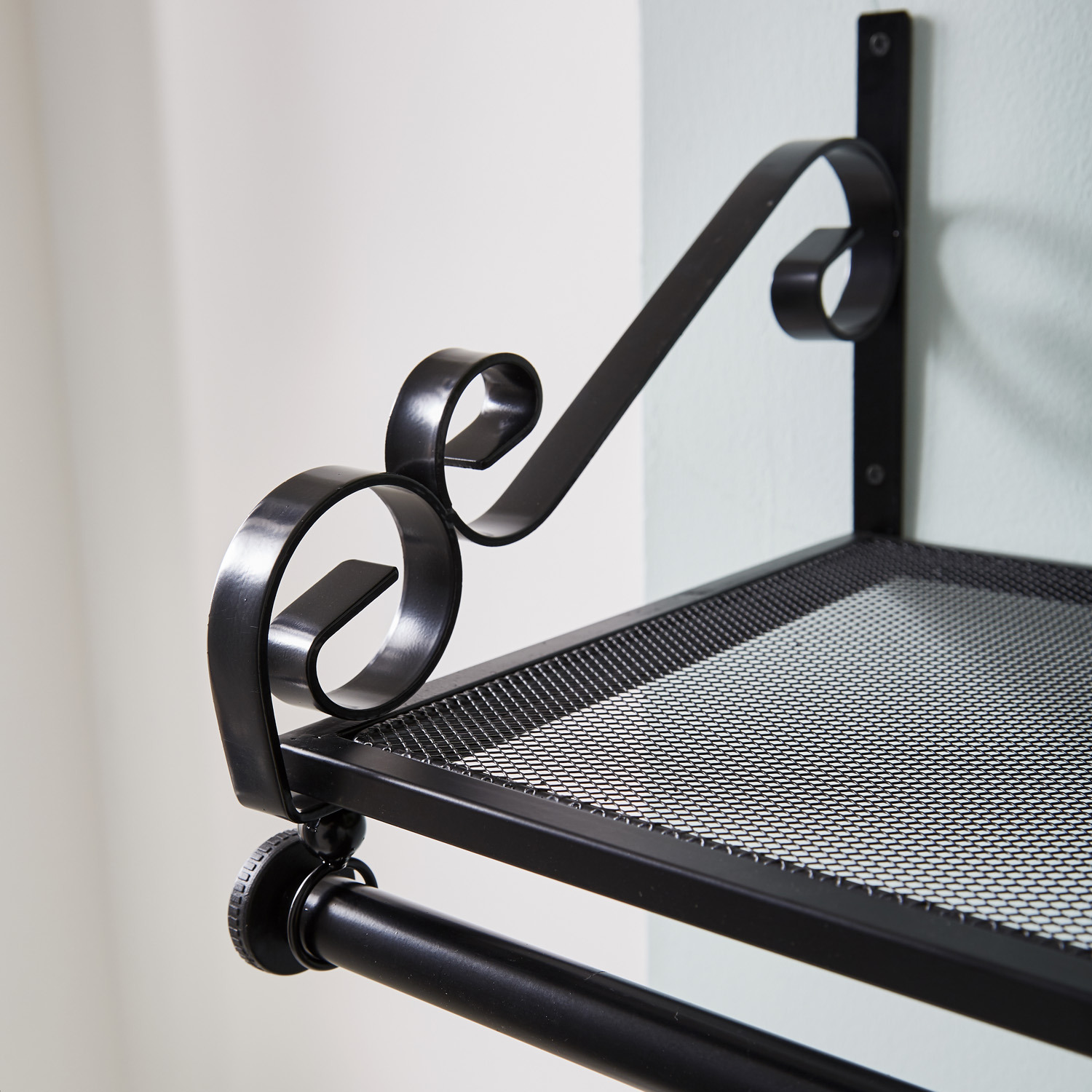Heavy Duty Wall Mounted Clothes Rail And Shelf - Black