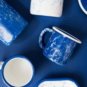 Elifle Bubble Series Enamel Mug (Cobalt Blue with White Rim)