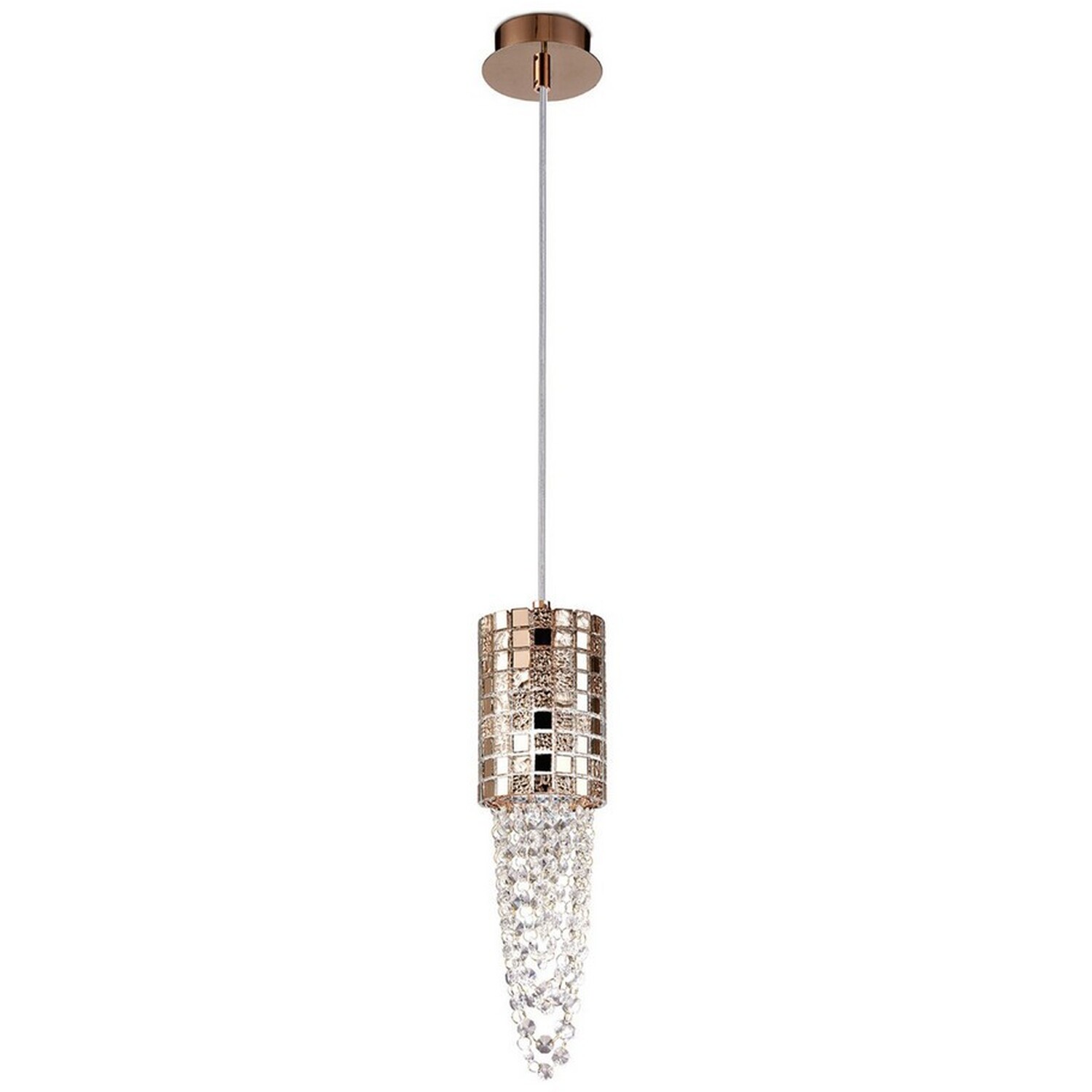 Camden Ceiling Pendant 1 Light G9 Rose Gold, Mosaic Glass, Crystal - Rose Gold
