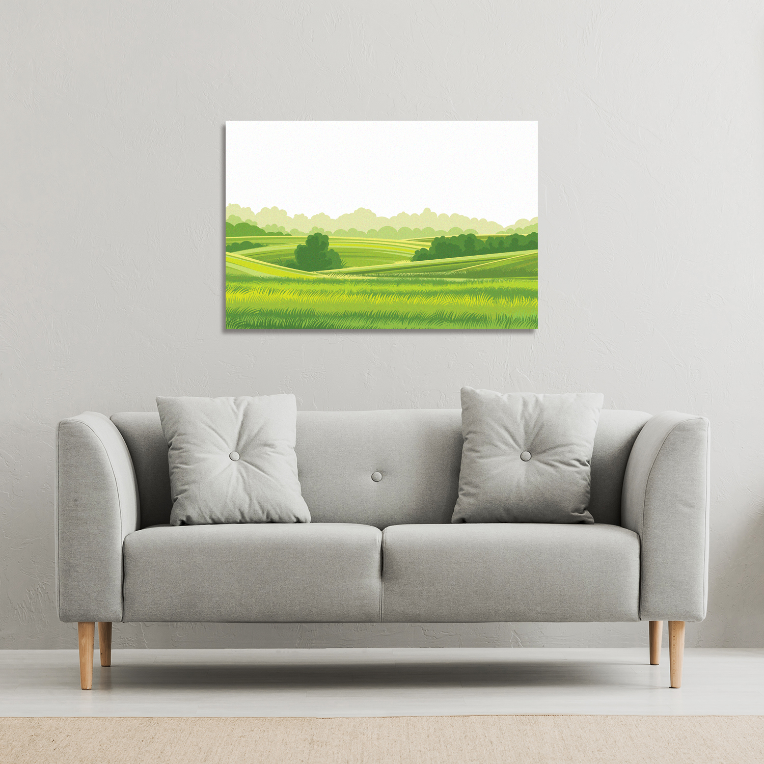 landscape illustration Canvas Print - Green / 31cm / 46cm