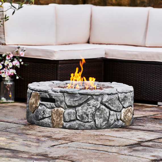 Outdoor Heater with Lava Rocks and Cover