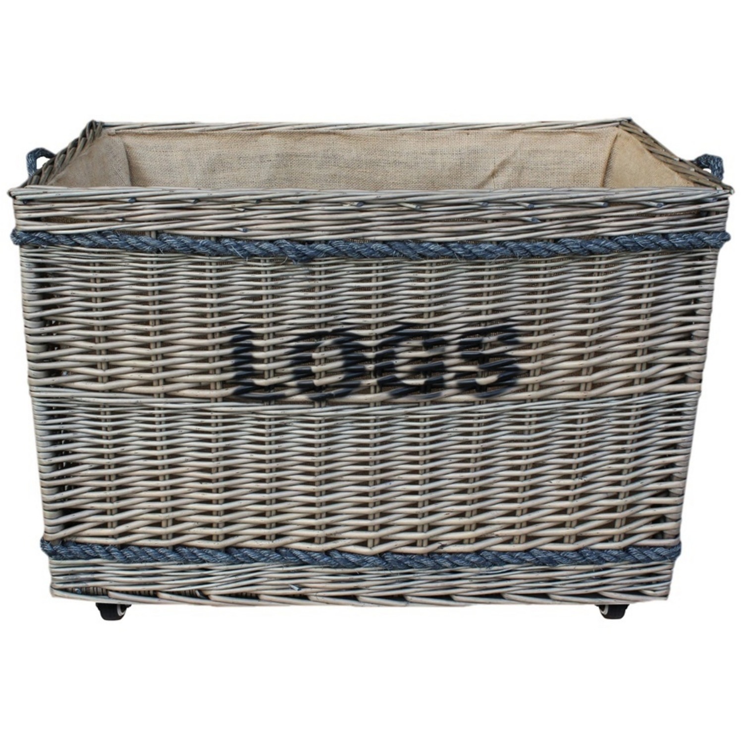 Jumbo Wicker Rope Handle Log Basket - Brown