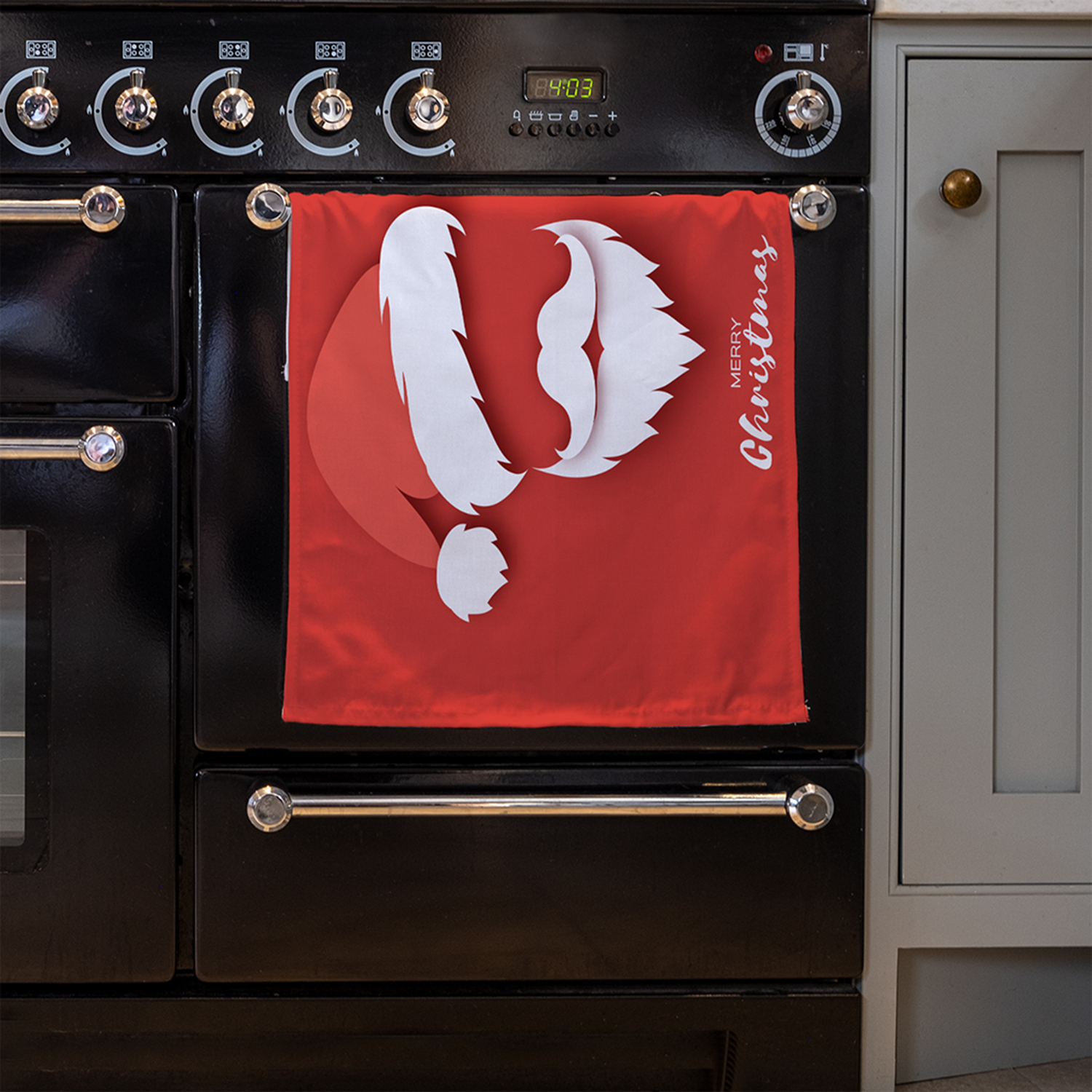 Santa Claus Hat And Beard Kitchen Towel - Red