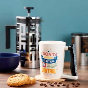 TV Remote Control Ceramic Shaped Handle Mug