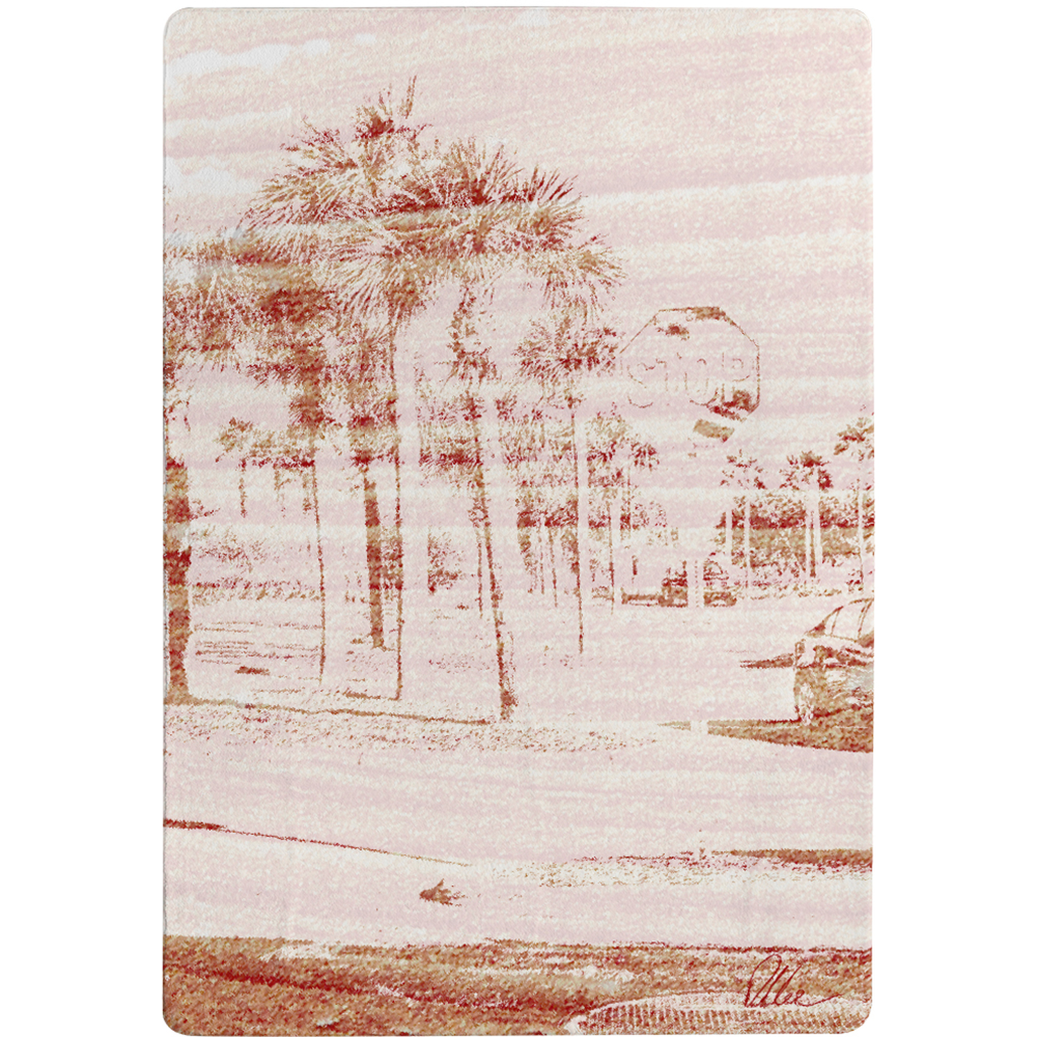 Bronze Palm Rug - Pink / 150cm