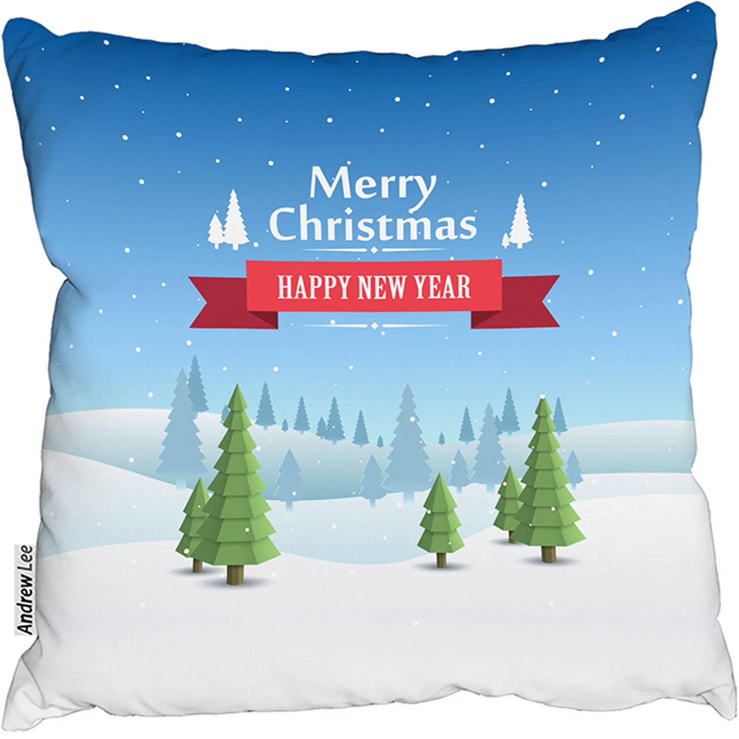 Merry Christmas Cover Art Outdoor Comfy Cushion - Blue / 60cm