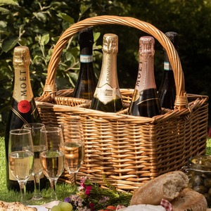 Double Steamed Wicker Drinks Bottle Basket