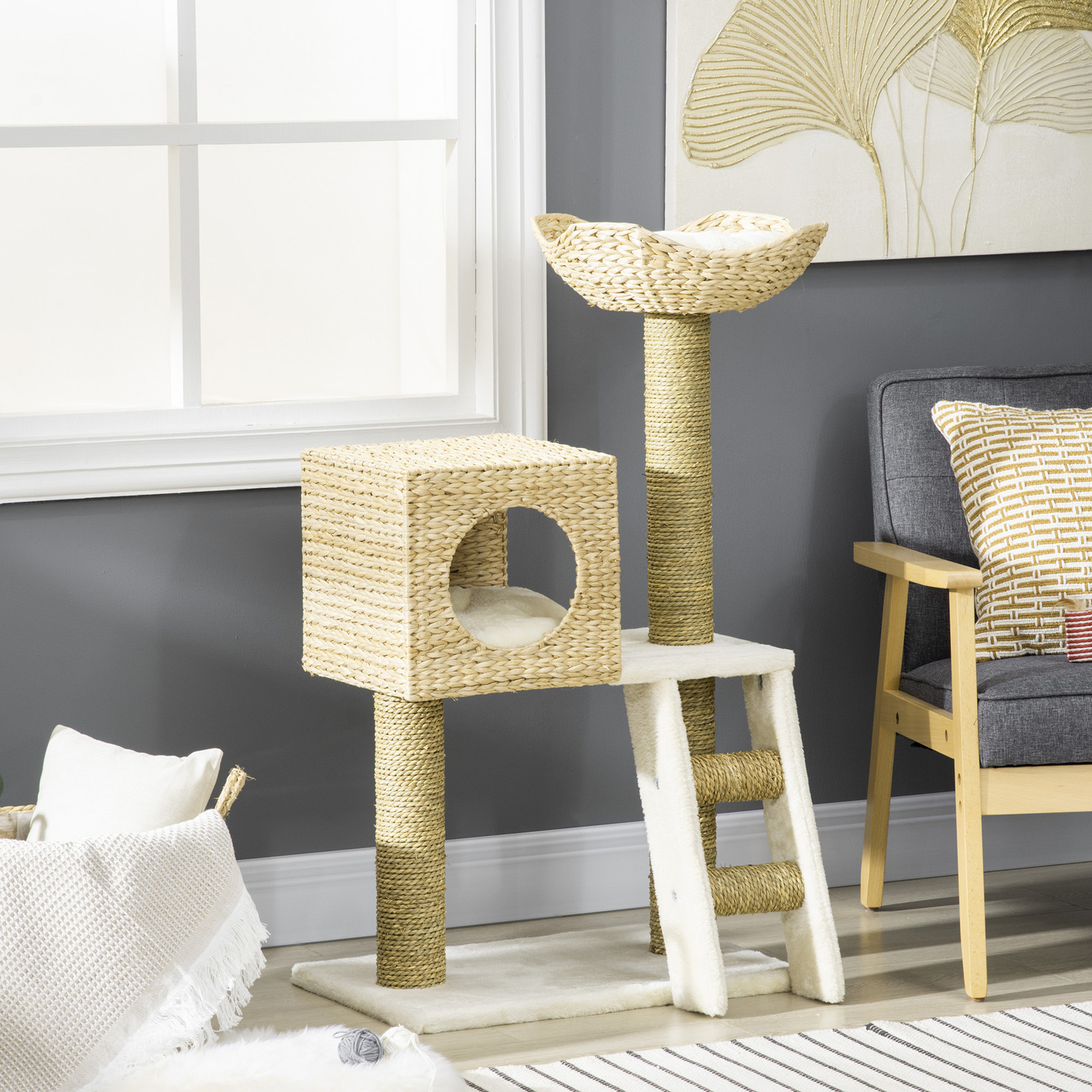 Pawhut Cat Tree For Indoor Cats Kitten Tower With Scratching Posts - Neural