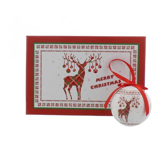 Tartan Reindeer Decoupage Baubles - 6 piece set