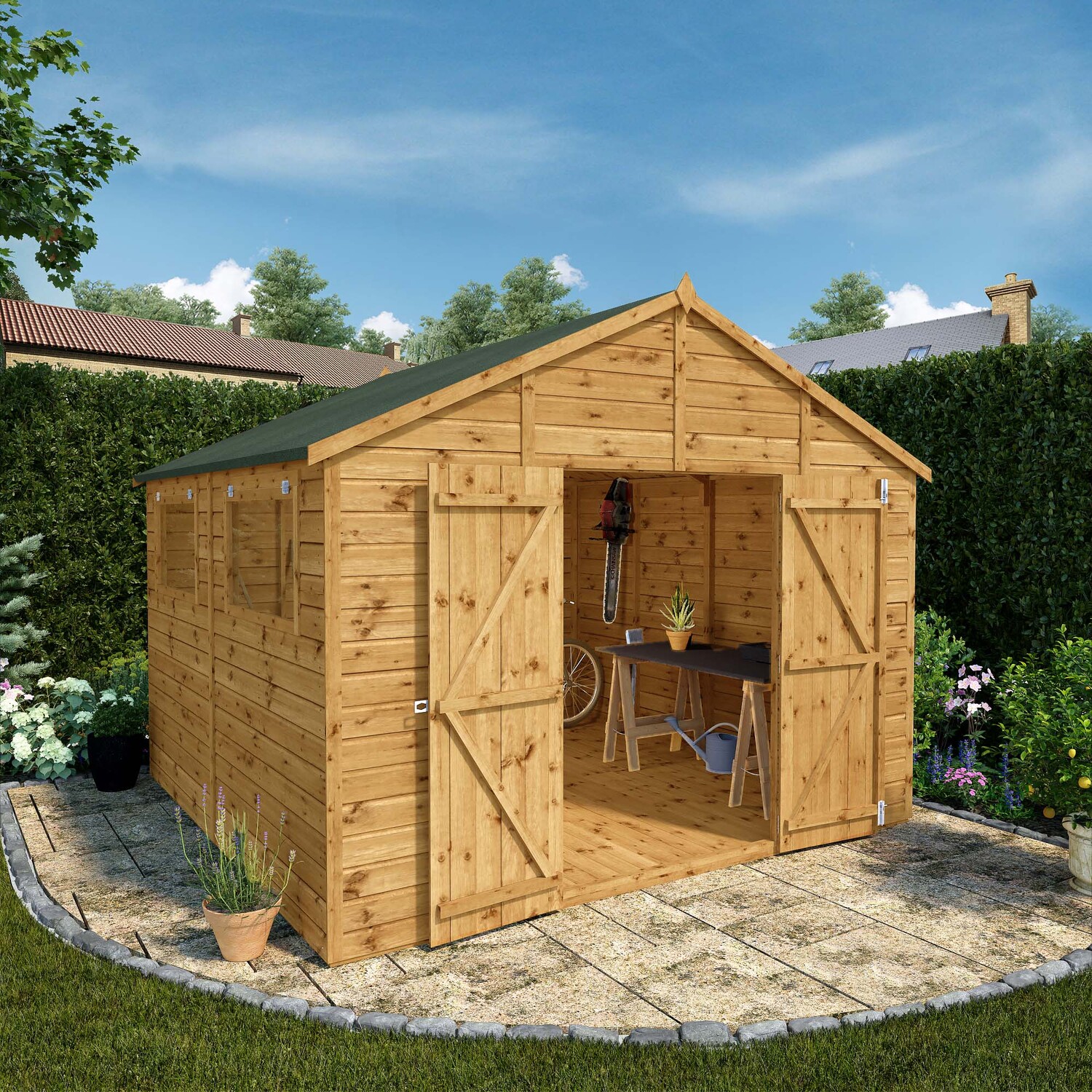10 x 10 Wooden Garden Shed Shiplap Apex Workshop