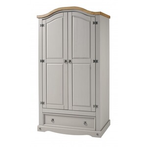 Corona Grey Wax 2 Door 1 Drawer Wardrobe