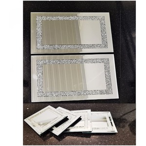 Set Of 6 Coasters  Border Crushed Diamond Placemats Silver Mirrored