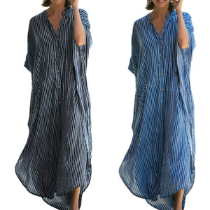 Striped Long Buttoned Dress