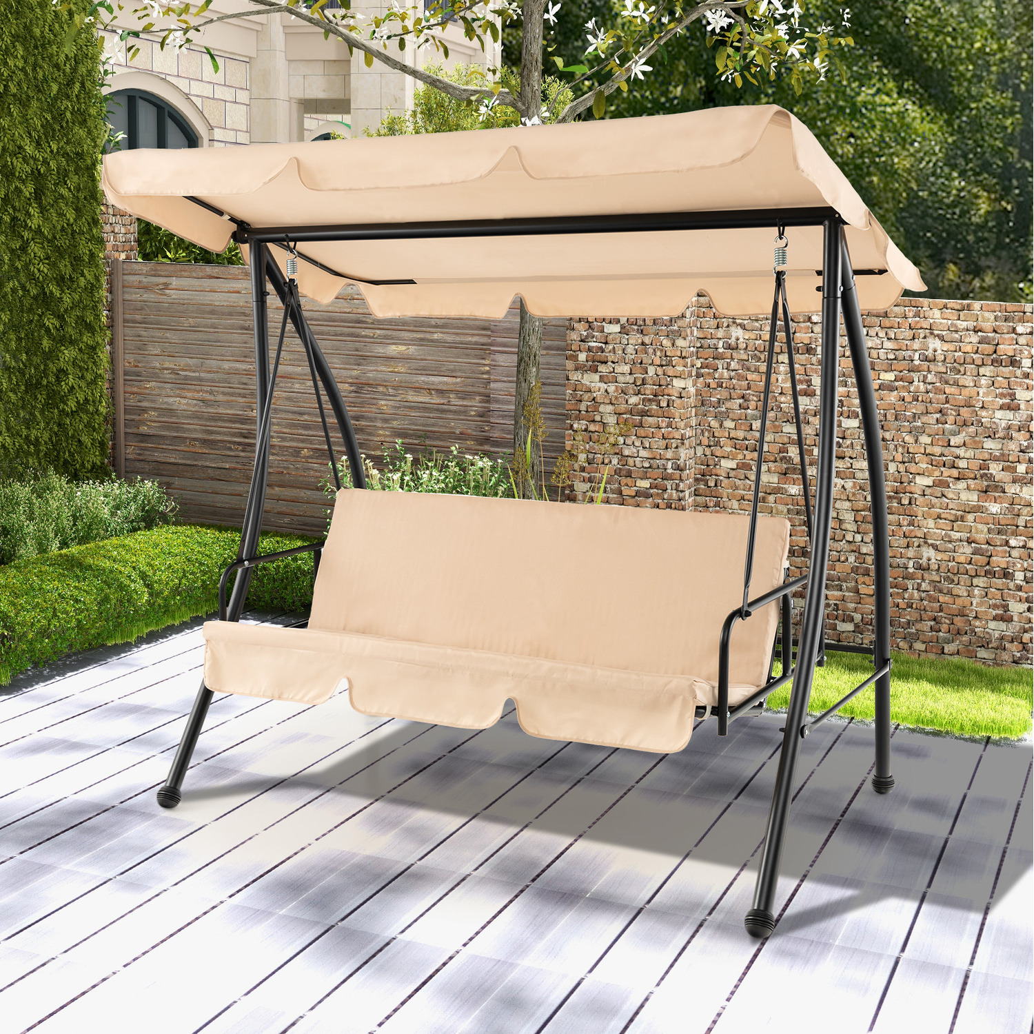 Patio 2 Seater Hammock Swing Chair - Beige