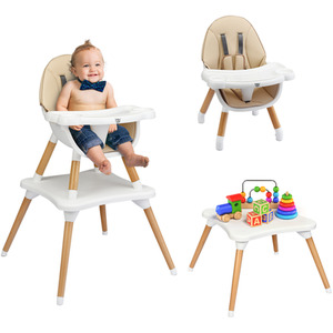 4-in-1 Convertible Baby High Chair-Brown