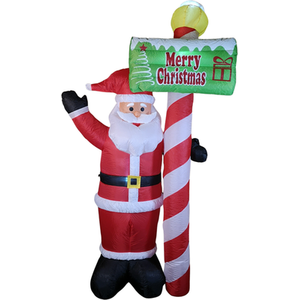 Festive Christmas Inflatable Light Up Santa With Sign