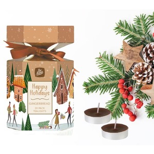 20 Christmas Scented Tea Light Candles Cracker Happy Holidays Gingerbread