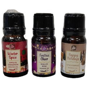3 Christmas Fragrance Festive Scented Essential Oils for Burner 10ml