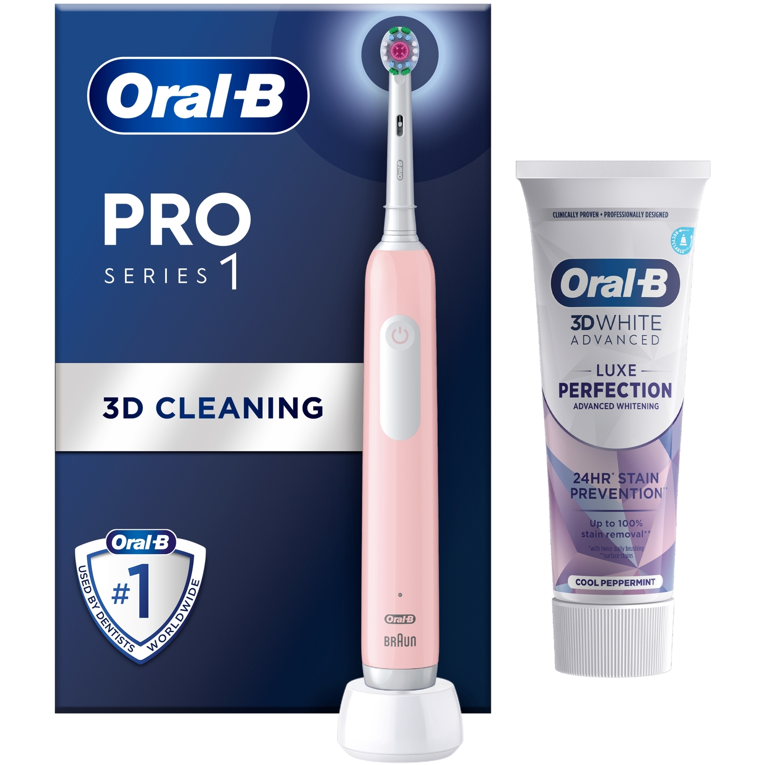 Oral-B Pro Series 1 Pink Electric Toothbrush Toothpaste,