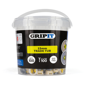 15mm Plasterboard Fixing - 100 Pack Stud Wall Anchor Max 71kg