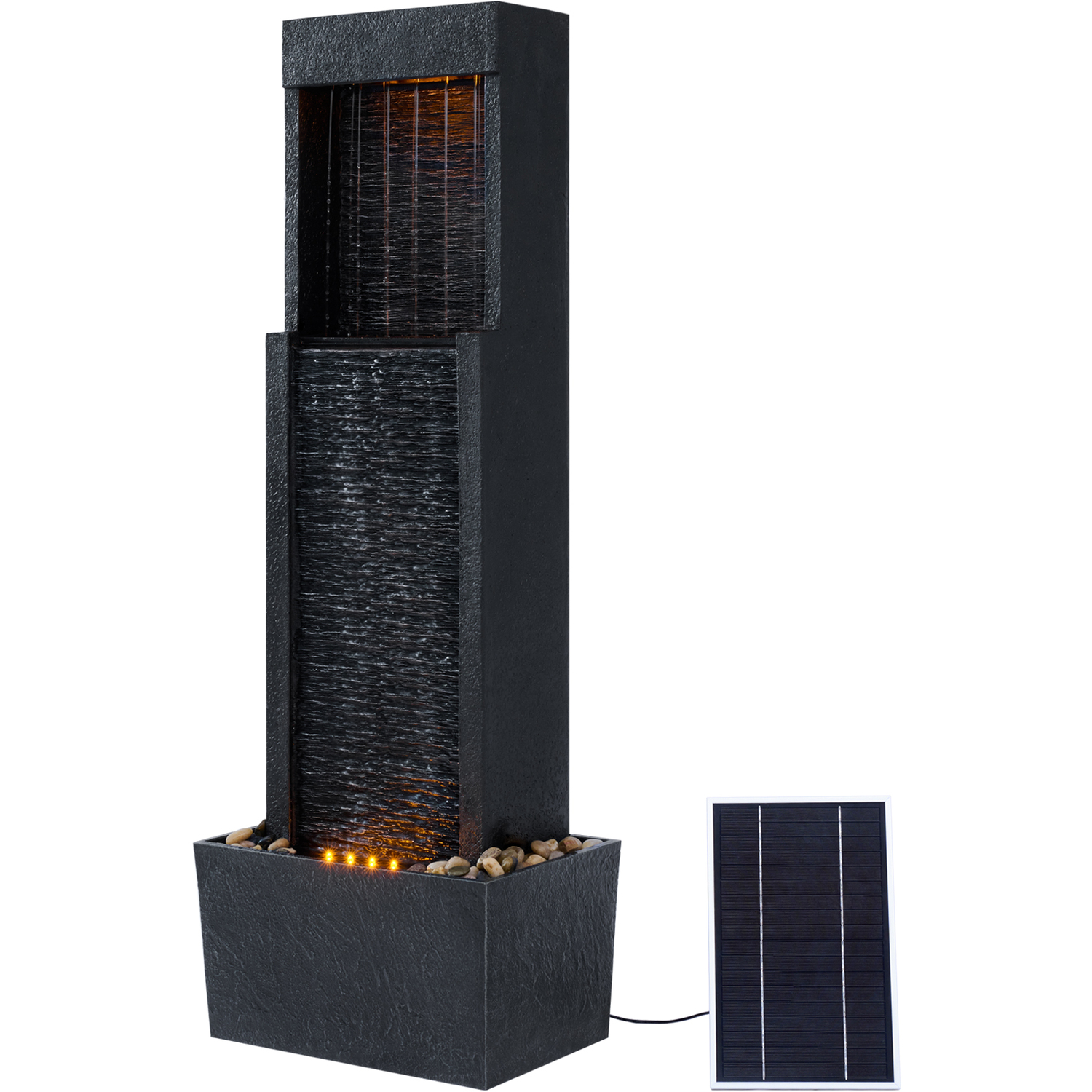 Outdoor Water Fountain Solar Power With LED Lights Outdoor Water Fountain Solar Power With LED Lights