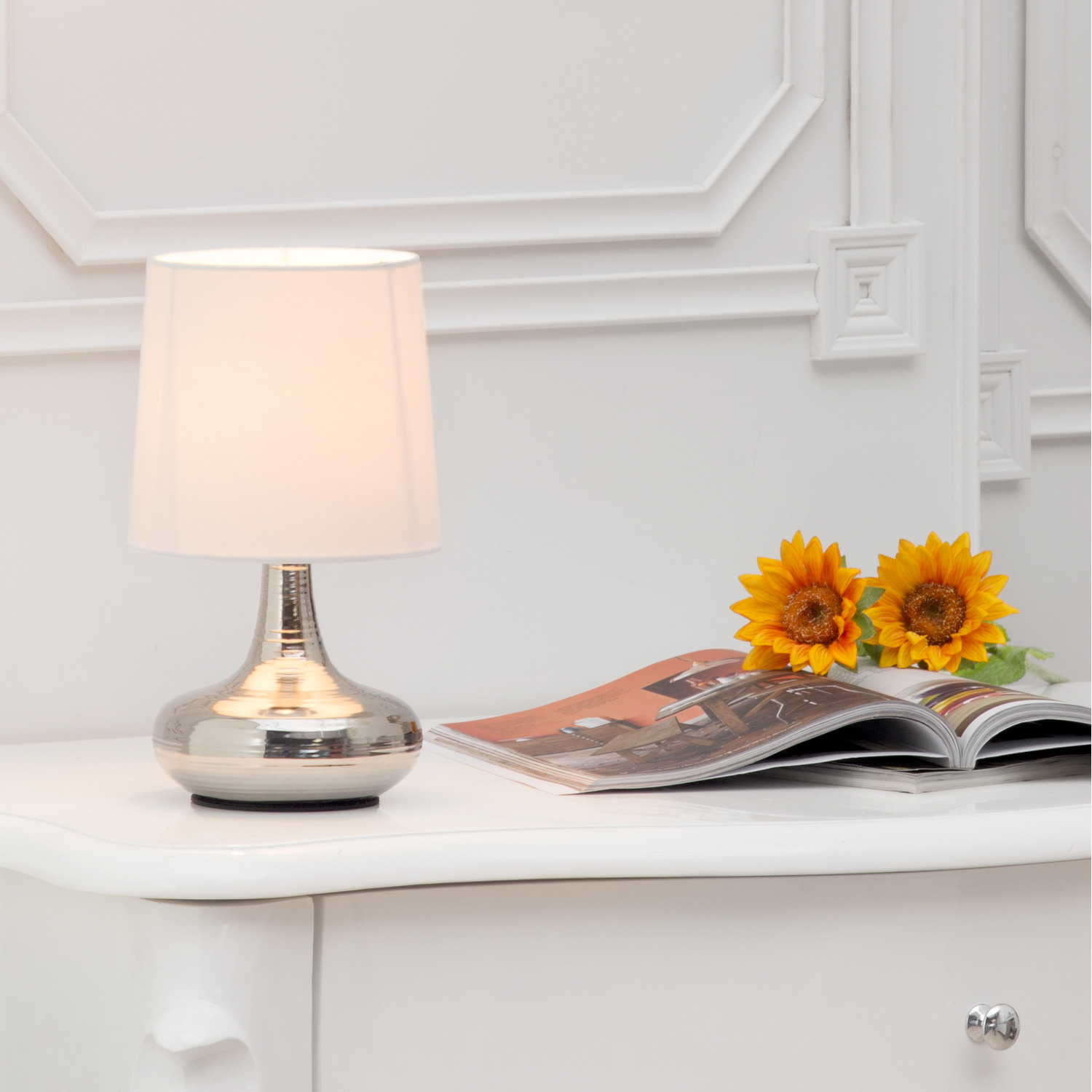 Mini Scratched Table Lamp - Polished Chrome