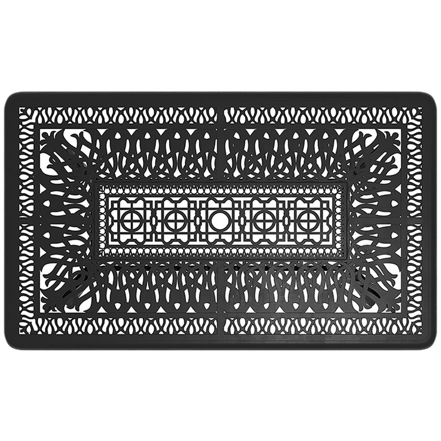 6-seater Retro Garden Patio Chair And Table Set With Cushions - Black