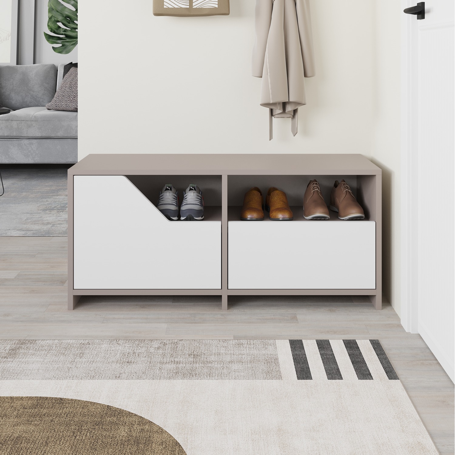 Decortie Nexus Modern Shoe Rack Storage - Mocha Grey