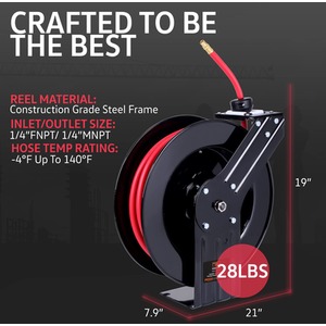 Black Retractable Air Hose Reel Ultra Heavy Duty for Indoor Outdoor shot 5429107