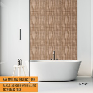 Matte Wooden / 6 3D Wall Panels (50cm x 50cm) PVC Cladding Panel in Soft Wave Design shot 5552488
