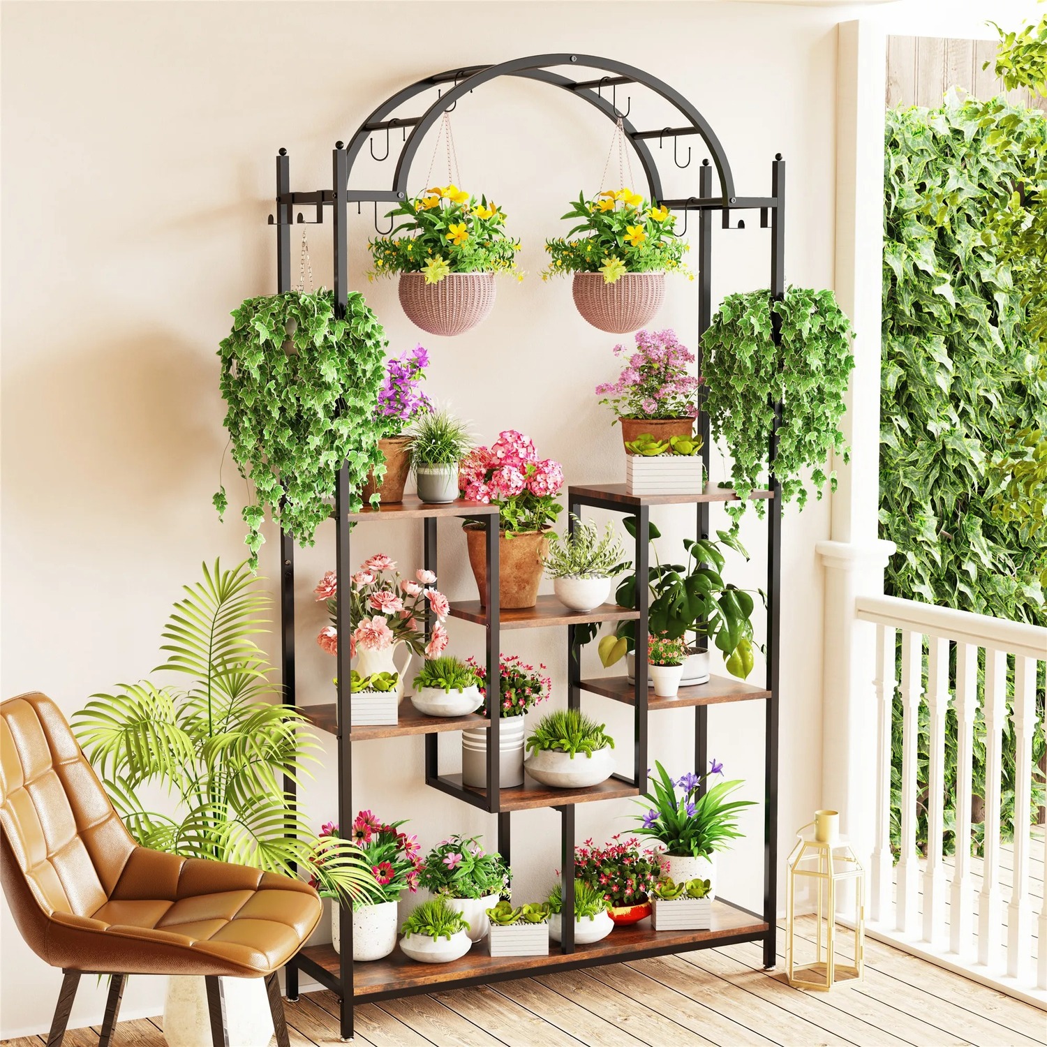 5 Tier Tall Plant Stand - Black
