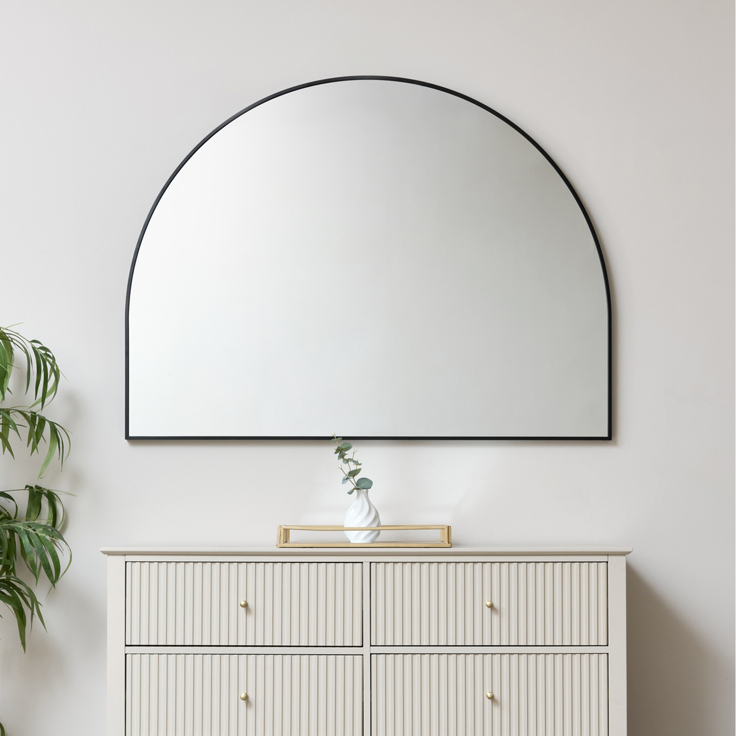 Image of Large Black Arched Wall Mirror 90cm&hellip;