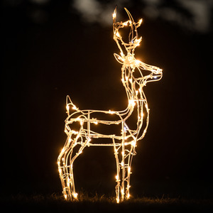 60cm Wire Frame Christmas Stag with 90 White LED's