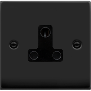 Matt Black 1 Gang 5A Round Pin Socket