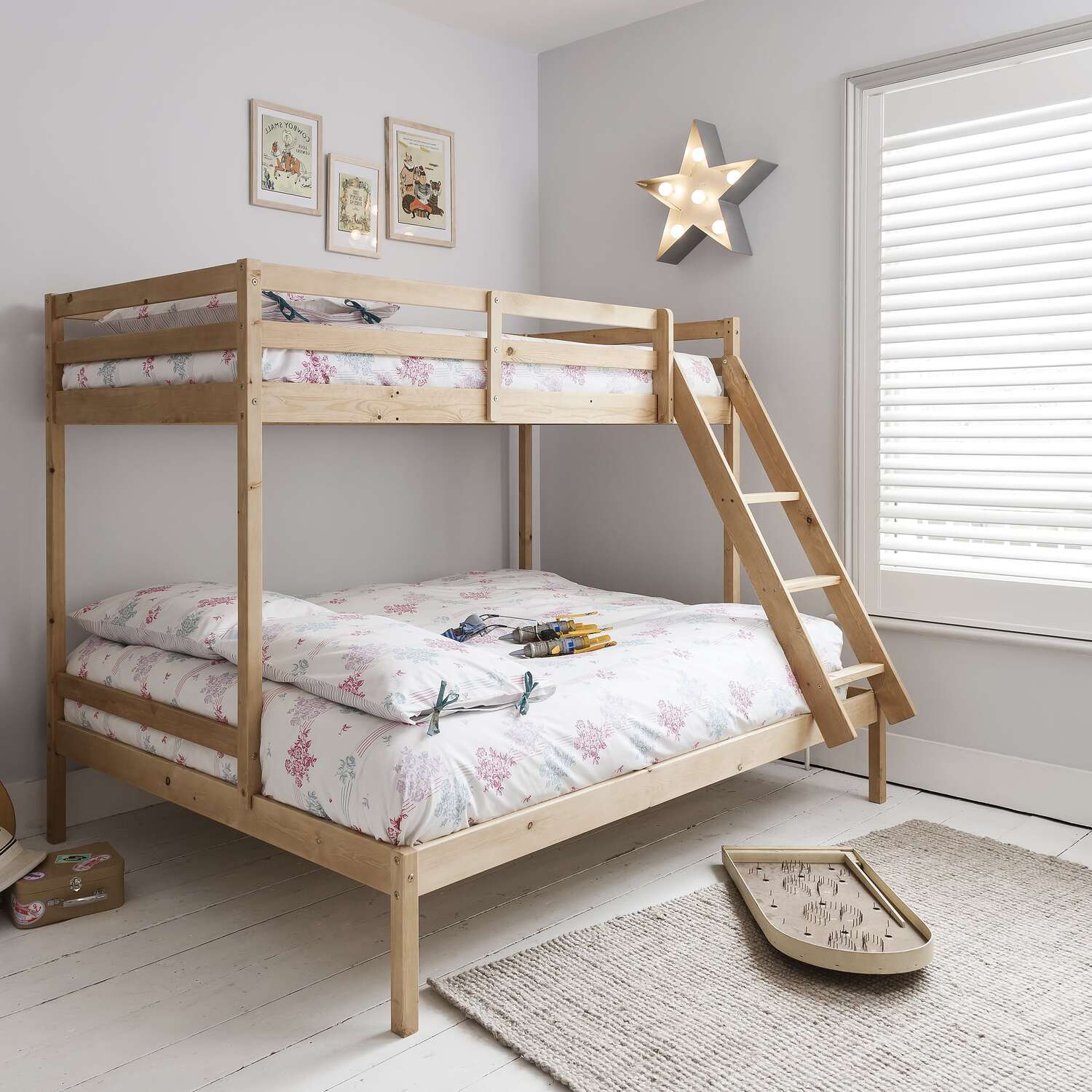 Kent Triple Bunk Bed In Natural Pine - Brown