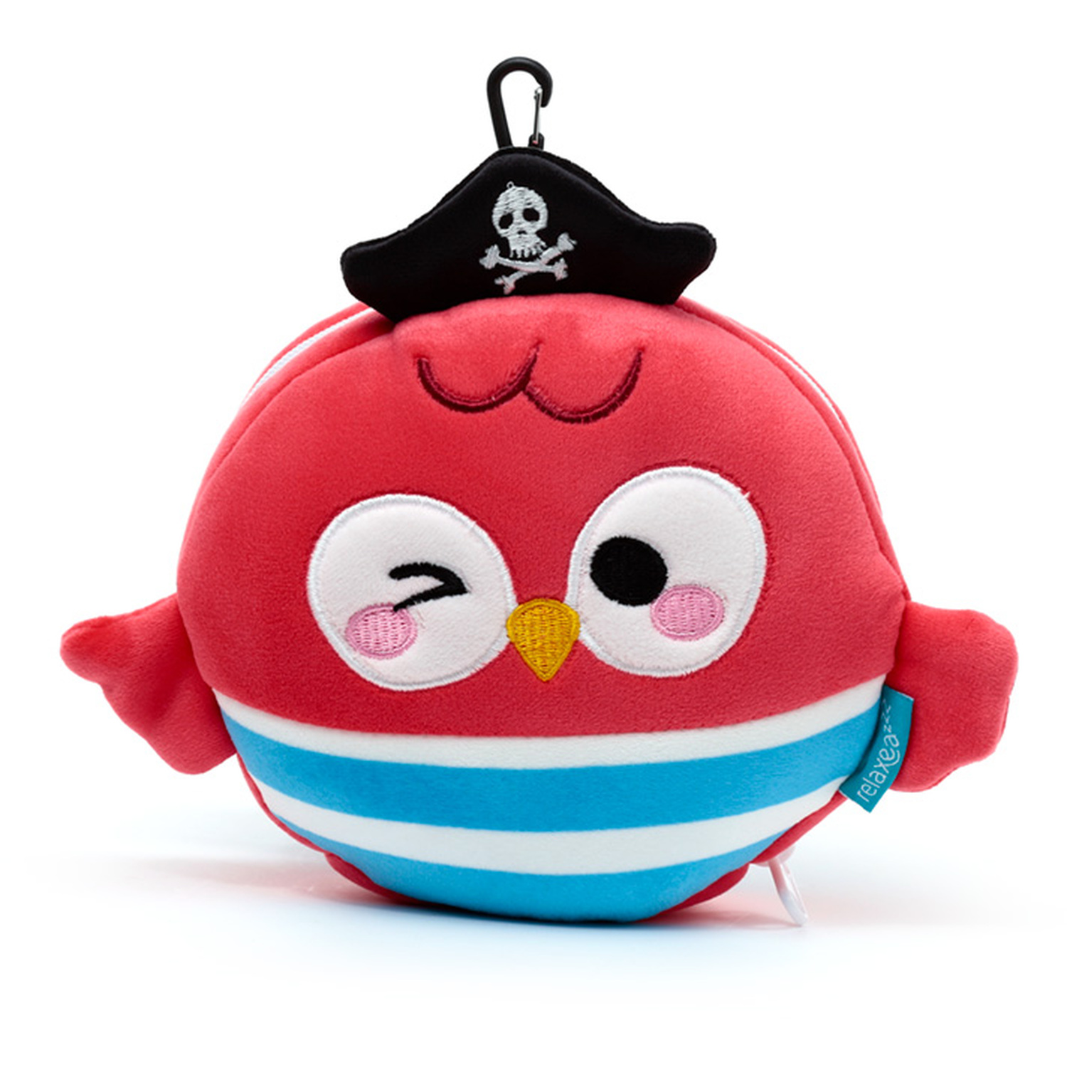 Relaxeazzz Travel Pillow and Eye Mask - Jolly Roger Pirate Bembo the Parrot