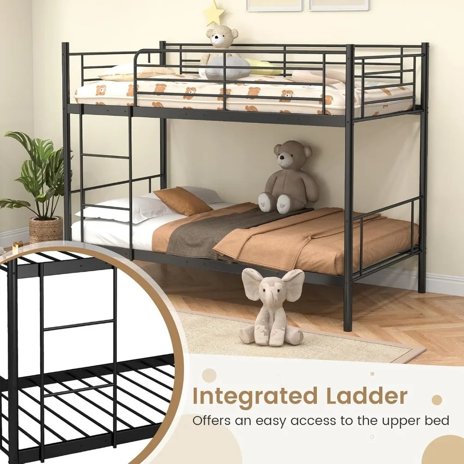 Single Kids Bunk Bed - Black