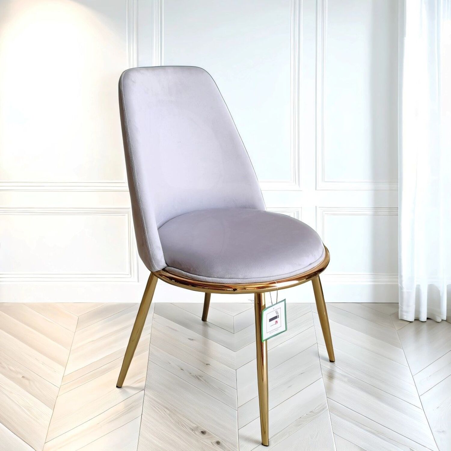 Riviera Luxury Velvet Dining Chair - Grey 4 Metal Velvet