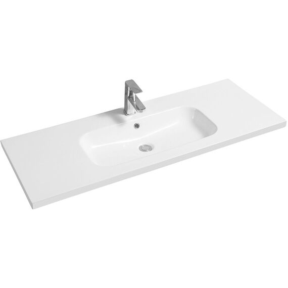 Ceramic 121cm Mid-Edge Inset Basin with Oval Bowl