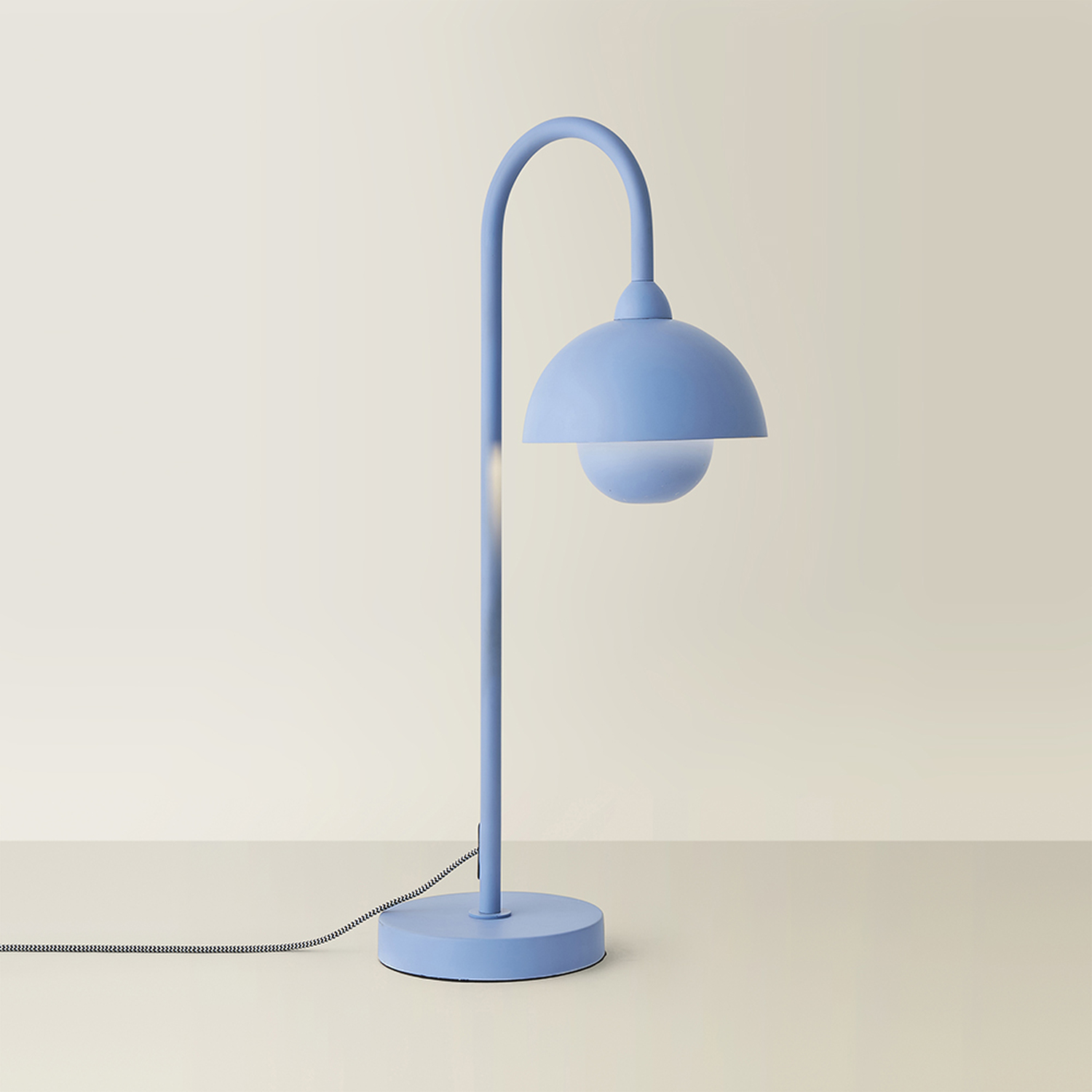 Tilly Pastel Metal Arch Table Lamp with Dome Shade and LED Bulb - Blue