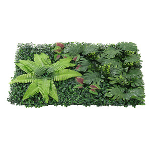 Artificial Greenery Hedge Wall Panel with Assorted Foliage