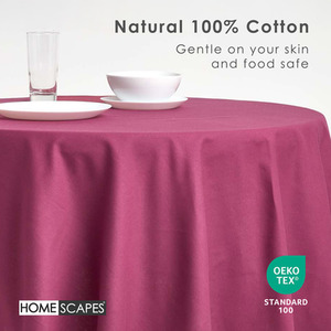 Plum Plain Cotton Round Tablecloth shot 9903868