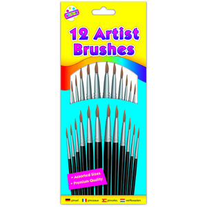 12 Natural Artist Brushes